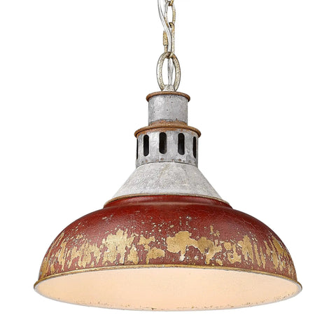 Kinsley Pendant Light In Aged Galvanized Steel, Rustic Farmhouse Ceiling Fixture With Vintage Charm And Industrial Vibe