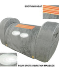 Carepeutic Contoured Leg Rest Wedge With Vibration Massage And Heat showing soothing heat and vibration settings.