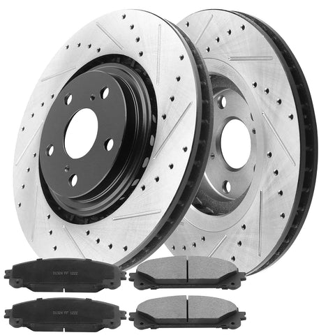 328mm Front Brake Kit With Drilled And Slotted Rotors And Ceramic Pads For Toyota Highlander Sienna Lexus RX350 RX450H NX200T NX300 NX300H Beefed Up Braking Performance