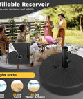 Beefy Fillable Umbrella Base Stand, 80 Lb Heavy Duty HDPE Weighted With Water Or Sand for patio use, fits 1.5 to 1.9 inch poles