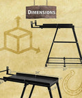 Forge Starter Kit Stand For Blacksmithing with dimensions, black steel, 24-inch portable propane forge stand, side view