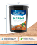 Heavy Duty Marine Wood Sealer And Clear Exterior Stain For Decks And Boat Docks Built Tough Against Saltwater Straight Up Uv Resistant Five Gallon Bucket on wooden surface with droplets