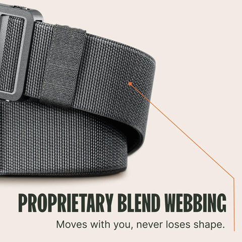 Close-up of Stretch Nylon EDC Belt With Magnetic Buckle For Everyday Carry Golf Tactical Work And Holster Use Ultralight Comfort