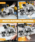 6 Inch Cordless Circular Saw Built For The Daily Grind With Brushless Motor Pure Copper Winding 6500 Rpm Cuts wood, plastic, tile, metal.