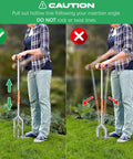 Manual Push Core Aerator Tool For DIY Friendly Healthier Lawn Care With Hollow Tine Inserts Three Replaceable Tines Semi Assembled Handheld Yard Aerator To Improve Soil Airflow Water And Nutrient Uptake For Thicker Greener Grass Orange shown with usage instructions in lawn.