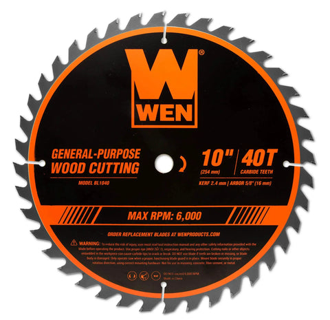10 Inch Carbide Tipped Woodworking Saw Blade For Miter And Table Saws With 40 Teeth Five Eighth Inch Arbor Ultra Thin 0.10 Inch Kerf For Ultra Clean Beast Mode Cuts Through Hard And Soft Wood At Up To Six Thousand RPM