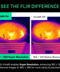 Edge Pro Wireless Bluetooth Thermal Imaging Camera For Smartphones, showcasing 480x360 and 160x120 resolutions comparison.