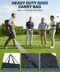 Backyard Golf Hitting Net For Indoor Outdoor Practice 10x8ft With Heavy Duty Netting Carry Bag on golf course with features highlighted