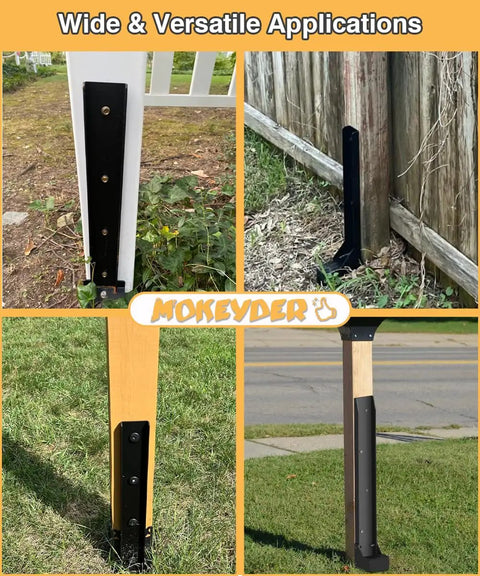 Heavy Duty Fence Post Anchor Kit With Ground Spikes Double Tube Steel Post Repair Stakes For Tilted Or Broken Wood Posts Durable Two Pack For Quick Fixes And Long Lasting Stability