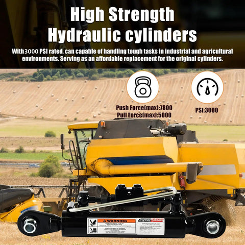 Kingway Cat 1 Hydraulic Top Link Cylinder With 7800 Lbs Push Force For Tractor Three Point Hitch Heavy Duty Farm And Construction Gear Excellent Smooth Operation mounted on agricultural machinery in a field.