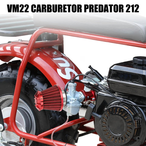 VM22 carburetor installed on mini bike, part of Predator 212 Stage 1 Carburetor Kit Replacement For 212cc 224cc 196cc Engines