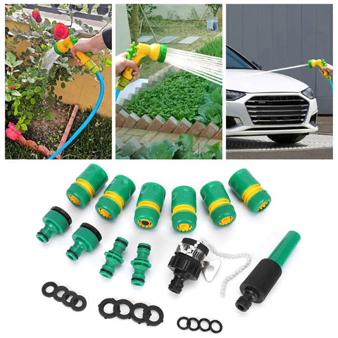 Heavy Duty 24 Pcs Hose Connector Fitting Set With G1/2 Quick Connect Garden Hose Repair Kit, ABS Water Pipe Joints And Couplings For Irrigation Car Washing And Pet Bathing That Is Totally Sick showing assorted hose fittings and sprayer use