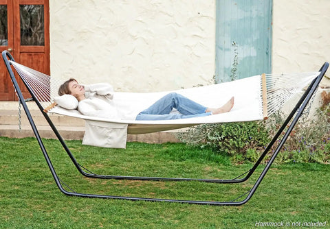 Universal 2 Person Hammock Stand For Outdoor Use Adjustable Double Heavy Duty Powder Coated Steel Frame 600 Lbs Capacity