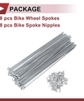 48 Piece Set 10G Bicycle Spokes 260mm for Road and Mountain Bikes Carbon Steel Galvanized Silver Tone with 3mm Diameter