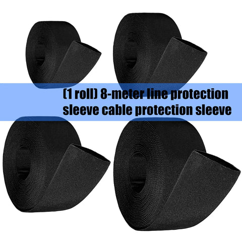 Heavy Duty Nylon Cable Protector Sleeve For Wire Harnesses, 8-meter flexible braided cord cover in black roll.