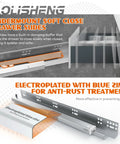 Undermount Soft Close Drawer Slides Set with Full Extension shown with blue zinc anti-rust treatment and concealed runners.