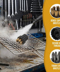 10 Pack Steam Cleaner Brush Heads Replacement Parts With Tough Bristles For Deep Grout And Tile Scrubbin Universal Fit Mop Nozzles, cleaning a grill rack.