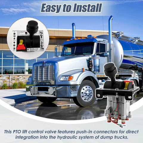 Heavy Duty PTO Control Valve Set for Dump Trucks and Tippers With Pneumatic Hoist Control System Compatible With AV295 328388 79X 329358X and K90 Replacement shown with truck