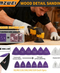 AMZWEI wood detail sanding disc set with purple zirconia grit, P60–P320, 5pcs each, hook-and-loop
