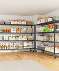 Beefy 60 Inch Wire Shelving With Wheels Heavy Duty Garage Shelving Rack On Casters Adjustable Wire Shelves With Liners Fits 27 Gallon Totes Ideal For Commercial And Warehouse Storage 60 Inch Wide 18 Inch Deep 63 Inch Tall in pantry storage room