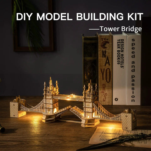 Tower Bridge 3D Puzzle Wood Craft Kit With LED Light DIY Construction Model For Teens Dope Brain Teaser Gift Home Decor