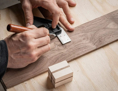 Premium Woodworking Marking Knife With Razor Sharp High Carbon Steel Blade And Durable Wooden Handle used for marking precise cuts.