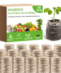50 Count 30Mm Peat Pellets Seed Starter Pods No Fuss For Seedlings Seedling Pots in packaging with sprouting plant