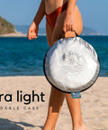 Outdoor Laptop Sun Shade For Working Anywhere Glare Blocker And Heat Reflective Hood in foldable case on beach