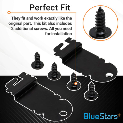 Dishwasher Side Mounting Bracket Replacement Kit including two brackets and four screws with close-up detail.
