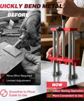 Two Station Sheet Metal Bender Roller Tool For 0 To 100 Degree Bends, 7 Inch Rolling Axis, shown in use on sheet metal