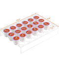 Two Pack 24 Slot Flat Countertop Coffee Pod Holder And Drawer Organizer For Office And Kitchen, Clear Acrylic K Cup Tray