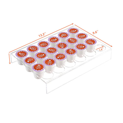 Two Pack 24 Slot Flat Countertop Coffee Pod Holder And Drawer Organizer For Office And Kitchen, Clear Acrylic K Cup Tray