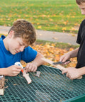 DIY Wooden Knife Making Kit For Kids Teens And Adults - Real Wood Craft Gift being assembled by children outdoors