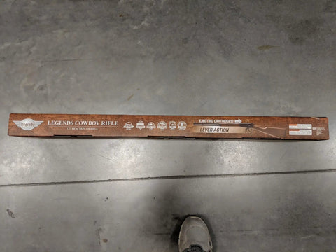 Packaging of Legends Cowboy Lever Action Air Rifle With Realistic Lever, Shell Ejector, And.177 Caliber BB Gun Performance