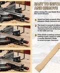 Zero Clearance Insert For 10 Inch Miter Saw MS6305 00 Throat Plate Made Of MDF showing installation steps and MDF plate