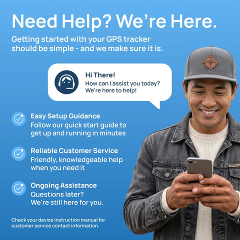 Keep Tight Tabs On Your Ride With This Hardwired Real Time Gps Tracker Using Reliable 4G Cellular Networks For Dead Nuts Accurate Location Tracking And Mobile App Dashboard Access, customer service image with smiling man using smartphone.