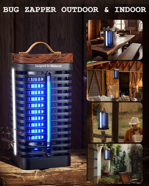 Dual LED Bug Zapper Outdoor 15W Mosquito Zapper 4200V Electric Fly Trap Western Theme IPX4 Waterproof 5.9 Ft Cord