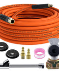 Beefed Up Truck Tire Inflator Kit With 50 Ft Hybrid Air Hose, 350 PSI Max, accessories included, for semi trucks and heavy duty vehicles