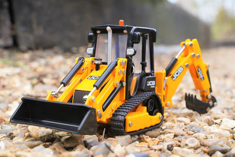 JCB Farm Tractor With Tracked Backhoe Loader 1:32 Scale Collectible Toy For Kids And Collectors on gravel surface
