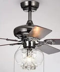 Aequor 42 Inch Ceiling Fan With 5 Blade Pear Black Finish Glass And Crystal Light Kit Not Included Dope Satin Modern Look