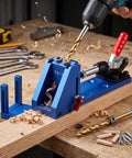 Heavy Duty Pocket Hole Jig System With Built In Clamping Assembly And Wear Resistant Bushings for drilling wood joints