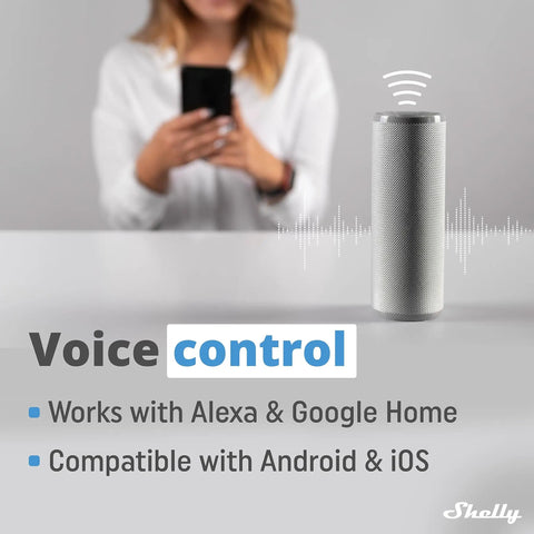 Woman using phone with smart speaker for Smart Plug With WiFi And Bluetooth Power Metering, Remote Control And Countdown Timer.