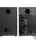 Back view of MR4 Powered Studio Monitor Speakers 4 Inch Active Near Field Reference Monitors with inputs and controls, black pair