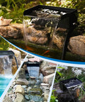 12 Inch Waterfall Spillway Kit With 304 Stainless Steel Spillway Box 40W 660GPH Submersible Pump 9.8Ft Tubing in garden pond settings