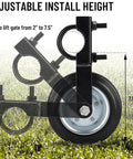 Heavy Duty 10 Inch Farm Gate Wheel With Galvanized Steel Frame And Smooth Rubber Tires Includes Adjustable U Bolt Clamp for easy adjustment height