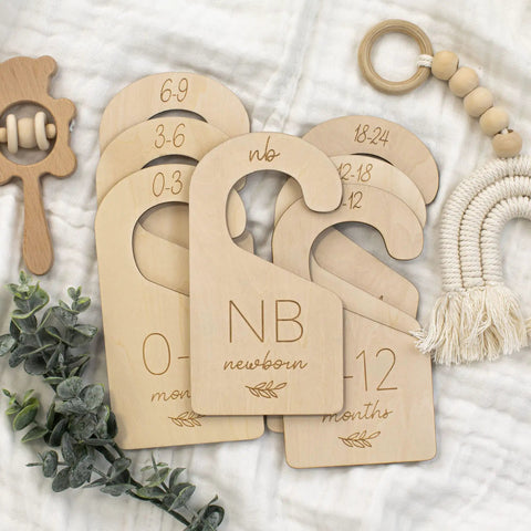 Keep Your Baby Wardrobe Slick And Organized With This Premium Wooden Closet Divider Set Including Seven Size Marked Hanger Tags For Newborns Through Toddlers Game Changer For Stress Free Dressing Routines