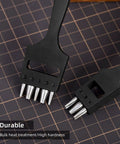Brogue Style Leather Hole Punches 5 Hole Puncher for DIY Leatherwork, metal perforating tool on grid background
