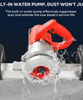 Heavy Duty 43 Degree Electric Tile Edge Cutter With Auto Water Spray For Flawless Ceramic And Porcelain Chamfers That Cut Through Hard Tiles Like Cold Butter with built-in water pump in action.