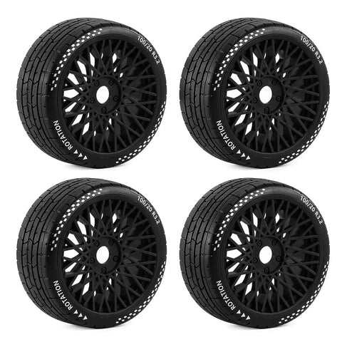 RC Car Tire Upgrade Kit With 4 Rubber Tires And 17mm Hex Hubs For 1/7 And 1/8 Scale Off Road RC Cars Boost Traction On Mud