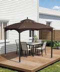 10x12 Foot Canopy Replacement Top For Outdoor Gazebo Two Tiered Waterproof Roof With Eight Drainage Holes Brown Outdoor BBQ Patio Cover